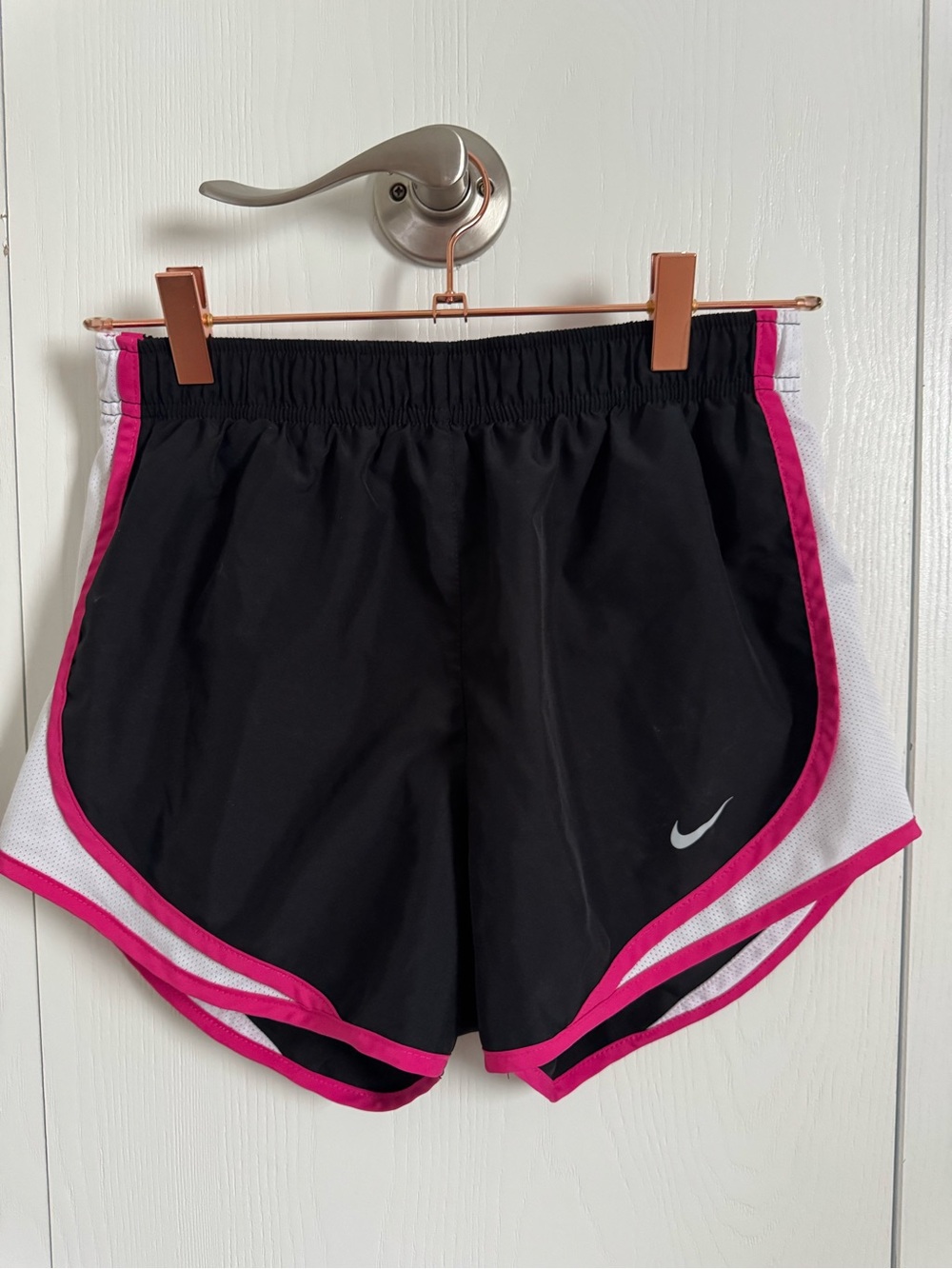 Nike Women's Black Athletic Shorts with Pink Trim